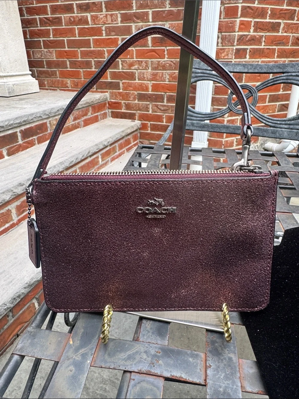 Coach Metallic Plum Wristlet
